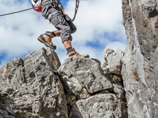 Doppelklemmblock im Absamer Klettersteig
